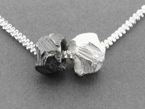 faceted pendant - silver and oxidized silver on 45 cm chain