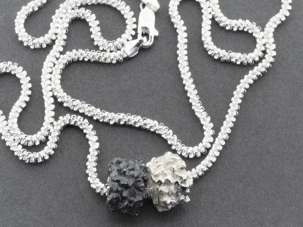 Silver druzy pendants, sterling silver and oxidized on a 45 cm chain - Makers & Providers