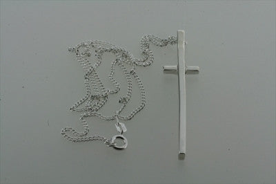 long narrow cross pendant on 55cm link chain - Makers & Providers