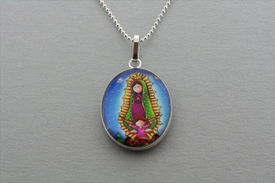 saint wish pendant - blue on 55cm ball chain - Makers & Providers