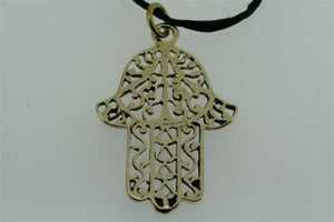 fatima pendant - brass on black silk - Makers & Providers