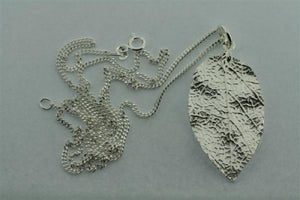 large textured leaf pendant on 60 cm link chain - Makers & Providers