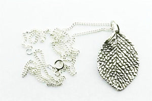 Small Textured Leaf Pendant on 60 cm Link Chain - Makers & Providers