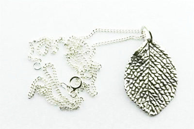 Small Textured Leaf Pendant on 60 cm Link Chain - Makers & Providers