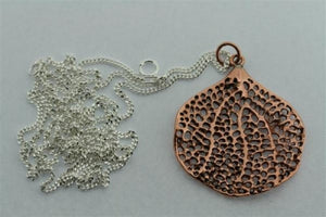 copper bohdi leaf pendant on 80cm link chain - Makers & Providers