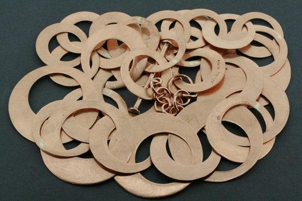 multi scratched copper disc necklace
