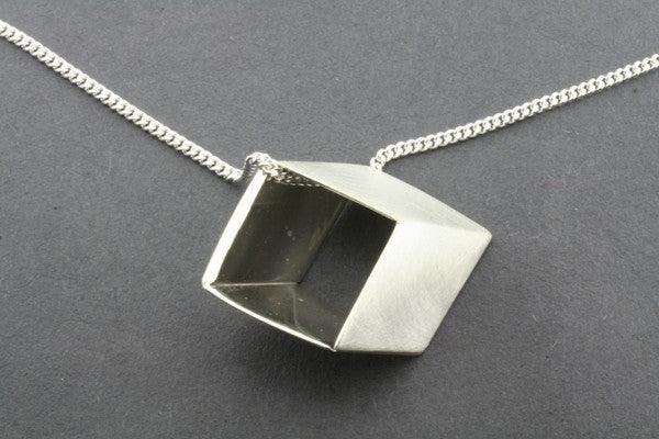 Flattened cube pendant on 60 cm link chain - Makers & Providers