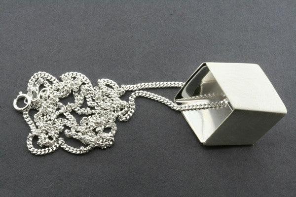 Flattened cube pendant on 60 cm link chain - Makers & Providers