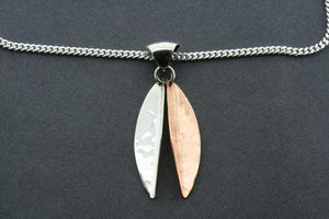 small angled copper/silver pendant on 55 cm link chain - Makers & Providers