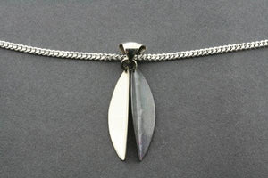 small angled silver/oxidized pendant on 55cm link chain - Makers & Providers