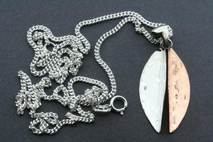 large angled silver/copper pendant on 60cm link chain - Makers & Providers