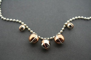 5 silver & copper ball necklace - Makers & Providers