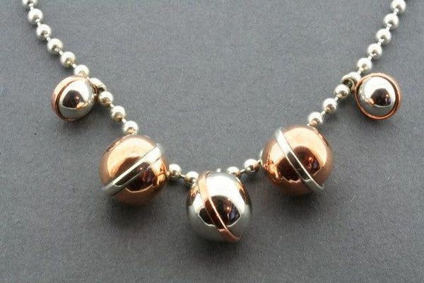 5 silver & copper ball necklace - Makers & Providers