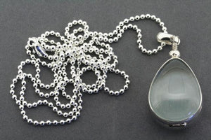 Teardrop glass locket on 80cm ball chain - sterling silver - Makers & Providers