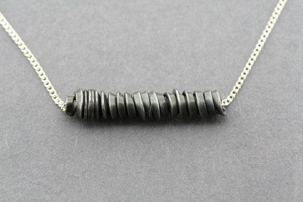 oxidized silver long spiral necklace