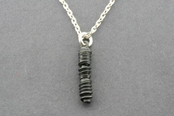 oxidized silver spiral pendant necklace