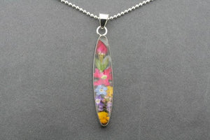 flower in resin pendant - long spear on 55 cm ball chain - Makers & Providers