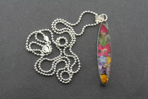 flower in resin pendant - long spear on 55 cm ball chain - Makers & Providers