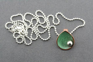 patina copper teardrop disc with silver ball pendant on 45cm ball chain - Makers & Providers