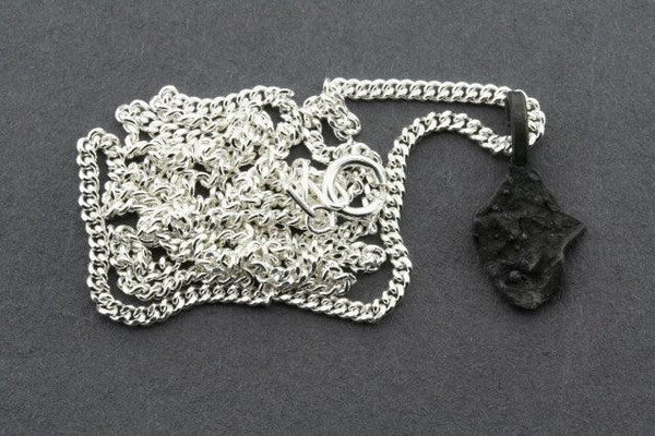 textured black pendant - small on 45 cm link chain - Makers & Providers