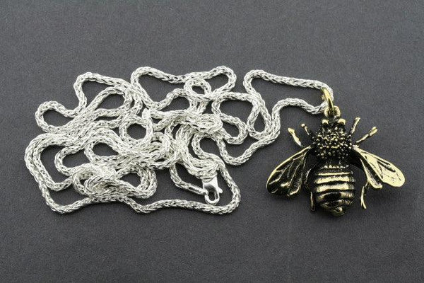 Brass bee pendant on 80 cm espiga chain - Makers & Providers