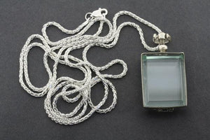Glass locket pendant - rectangular on 80cm espiga chain - Makers & Providers