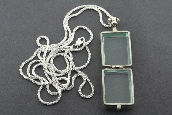 Glass locket pendant - rectangular on 80cm espiga chain - Makers & Providers