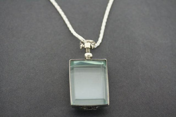 Glass locket pendant - rectangular on 80cm espiga chain