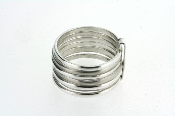 7 Band Sterling Silver Brushed & Polished Ring - Makers & Providers