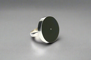 rosewood circle inlay silver ring - Makers & Providers