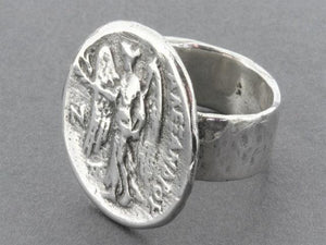 Angel coin ring - sterling silver - Makers & Providers