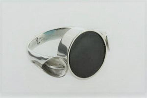 Turquoise / obsidian flip ring - sterling silver - Makers & Providers