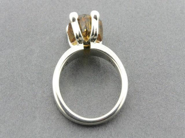 princess ring - amber and sterling silver