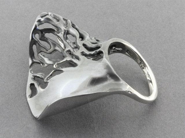 Wave ring - cutout - oxidized sterling silver
