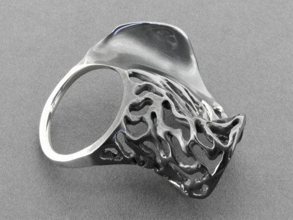 Wave ring - cutout - oxidized sterling silver
