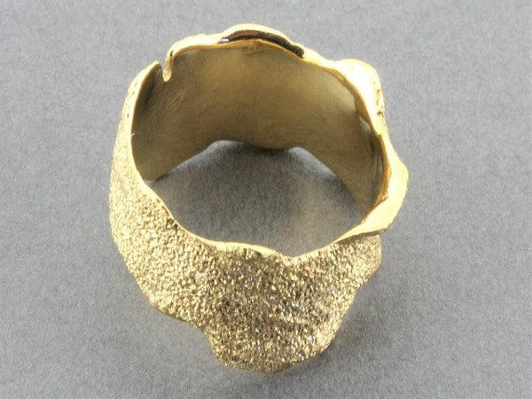 Textured torn band - gold on sterling silver