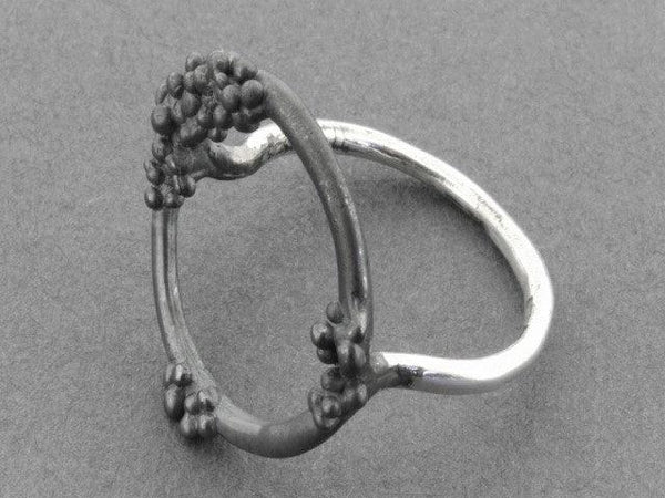 Beaded circle ring - oxidized silver