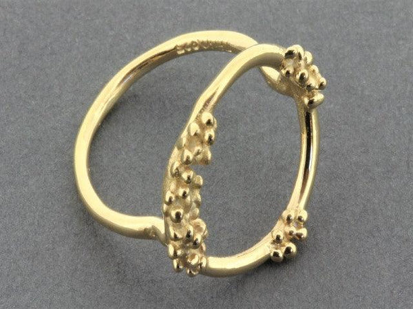 Beaded circle ring - gold on silver