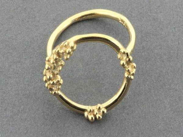 Beaded circle ring - gold on silver