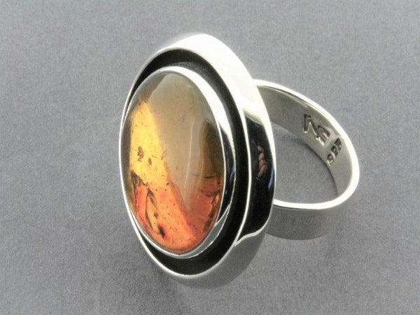 amber silver ring