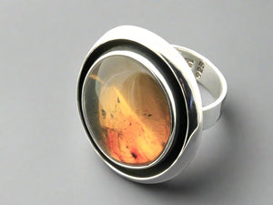 amber silver ring