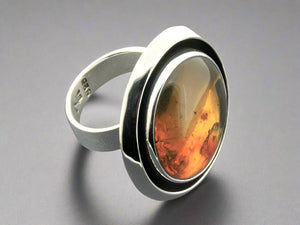 amber silver ring