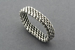 4 Row Sterling Silver Woven Mesh Ring - Makers & Providers