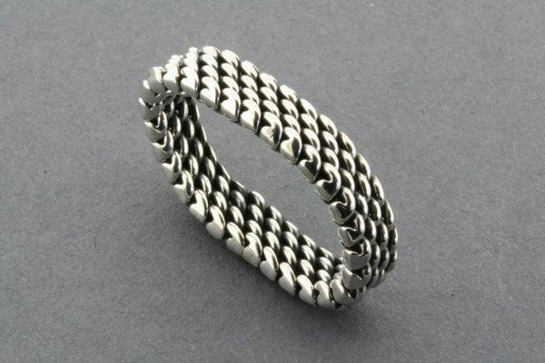4 Row Sterling Silver Woven Mesh Ring