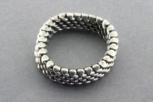 4 Row Sterling Silver Woven Mesh Ring - Makers & Providers