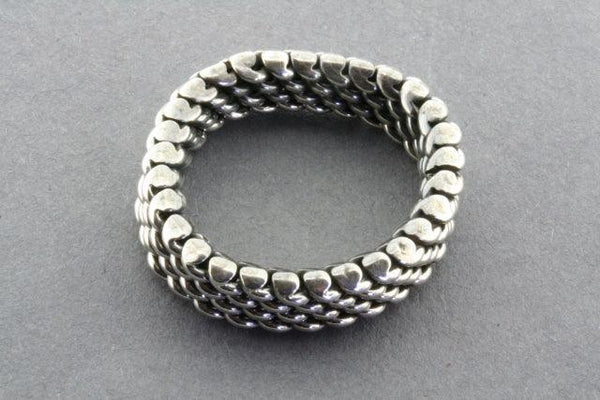 4 Row Sterling Silver Woven Mesh Ring