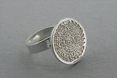 Mayan calendar ring - sterling silver - Makers & Providers