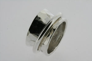 concave battered band with ring - sterling silver - Makers & Providers