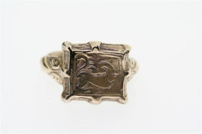 8 point square seal ring - bronze - Makers & Providers