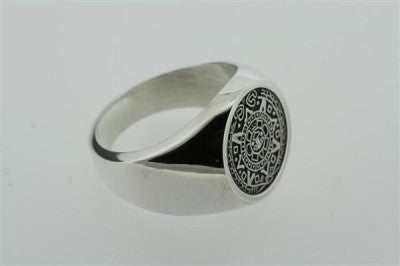small Mayan calendar signet ring - sterling silver - Makers & Providers